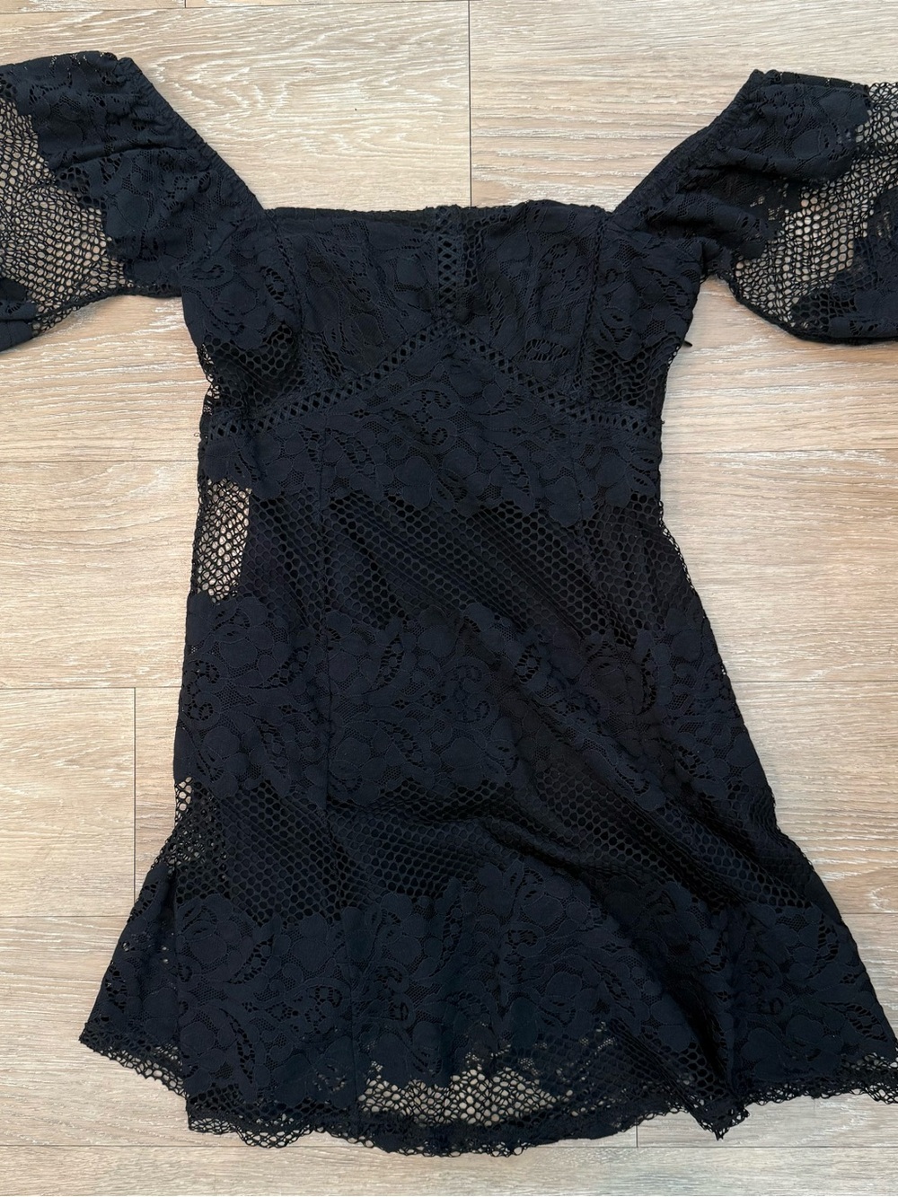 Free People Black Lace Off-Shoulder Mini Dress Size XS